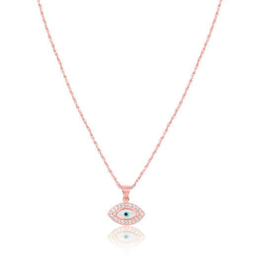 Pure Silver Rose Gold Evil Eye Pendant